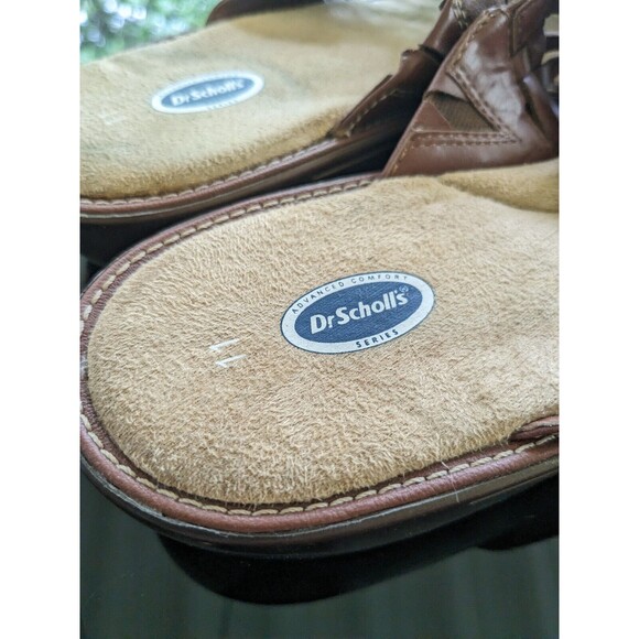 Dr Scholl's Sandals Women's sz 11 Brown Leather Woven Advanced Comfort Series - Picture 3 of 11